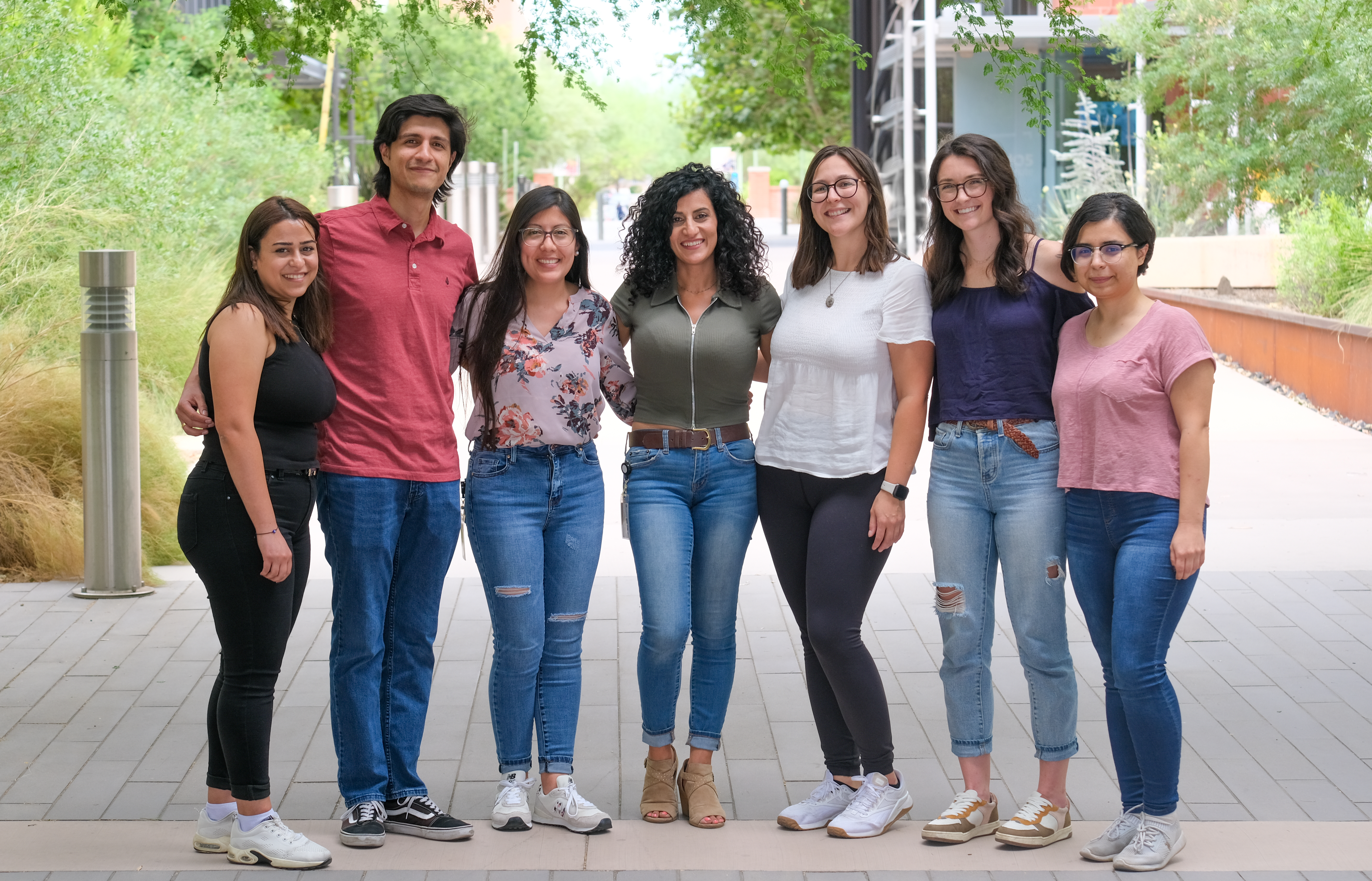 Malak Lfaily and her lab of graduate students in the Environmental Science department at the University of Arizona