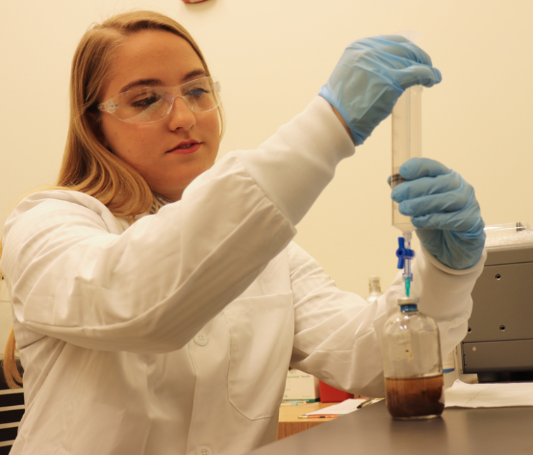 Student working in environmental lab